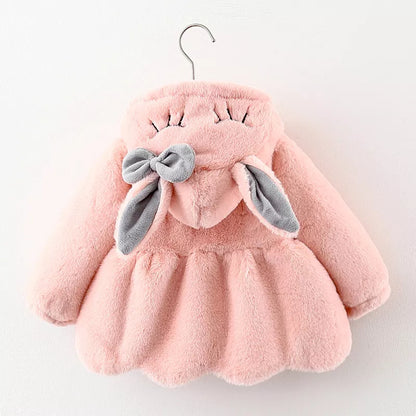 Rabbit Ears Plush Baby Jacket Christmas Sweet Princess Girls Coat