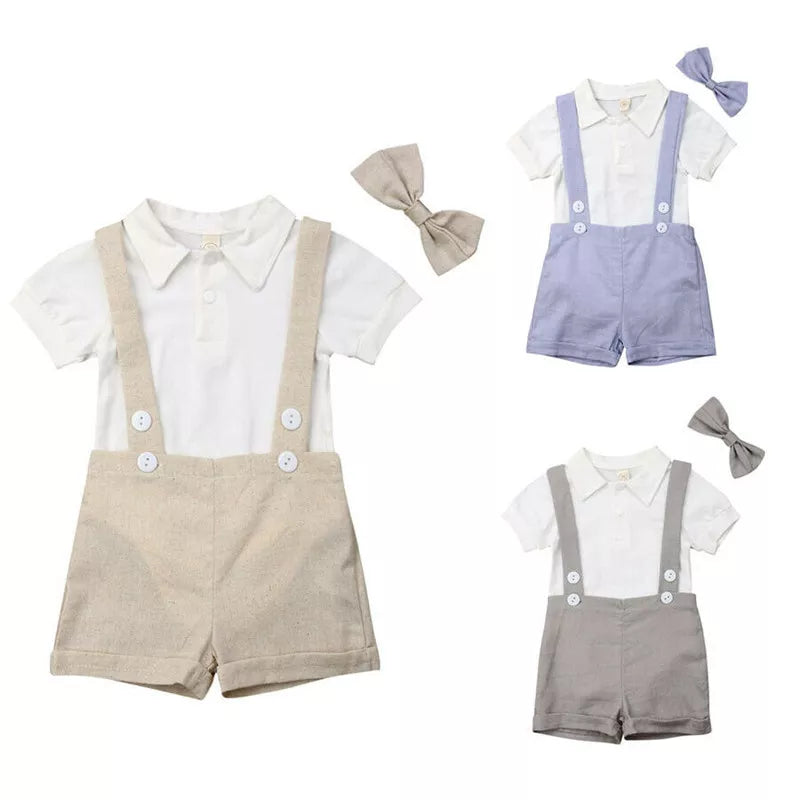 Gentleman Suit Bow Tie Shirt Suspenders Shorts