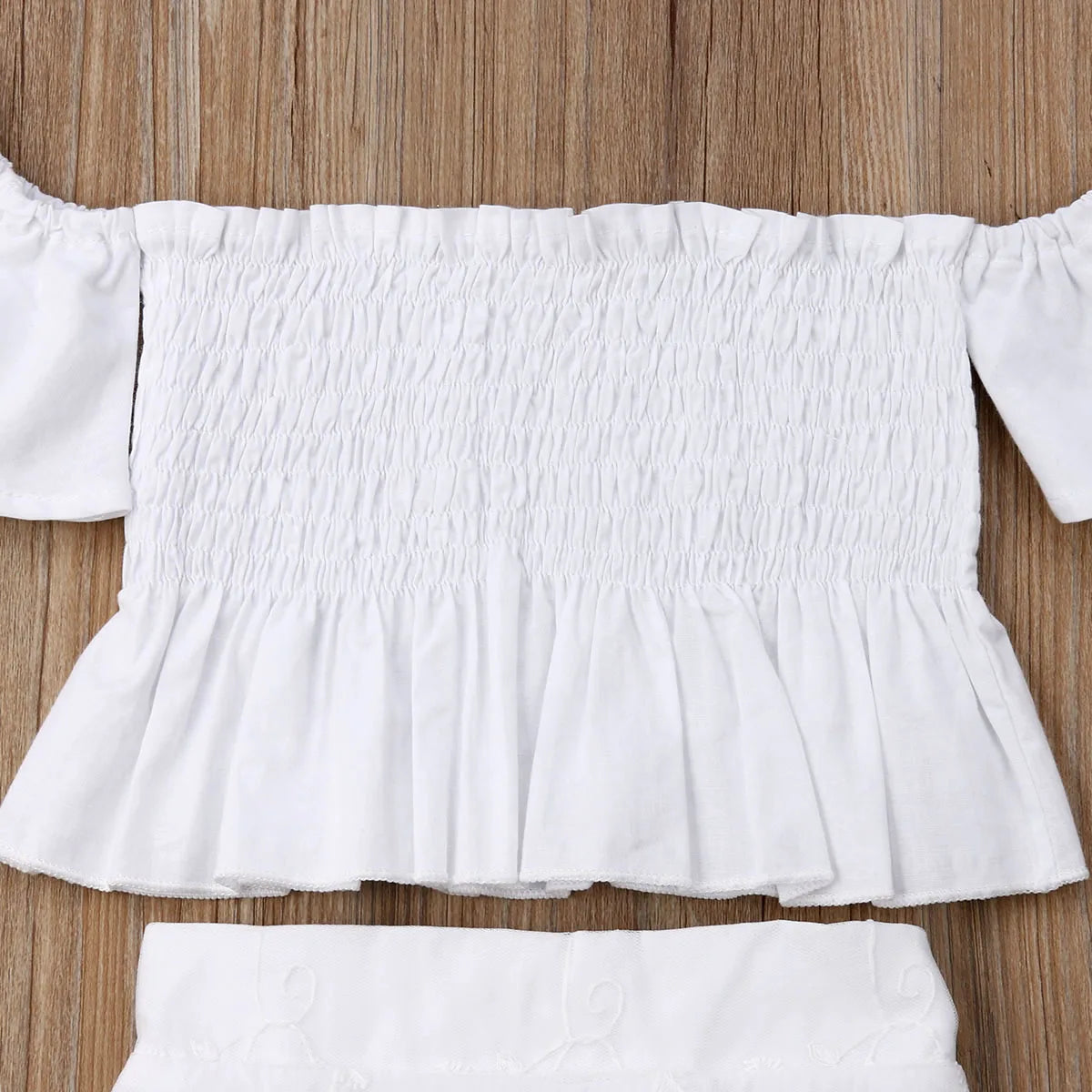 2pcs White Lace Floral Tops Long Skirt Adorable Outfit