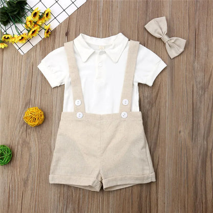 Gentleman Suit Bow Tie Shirt Suspenders Shorts