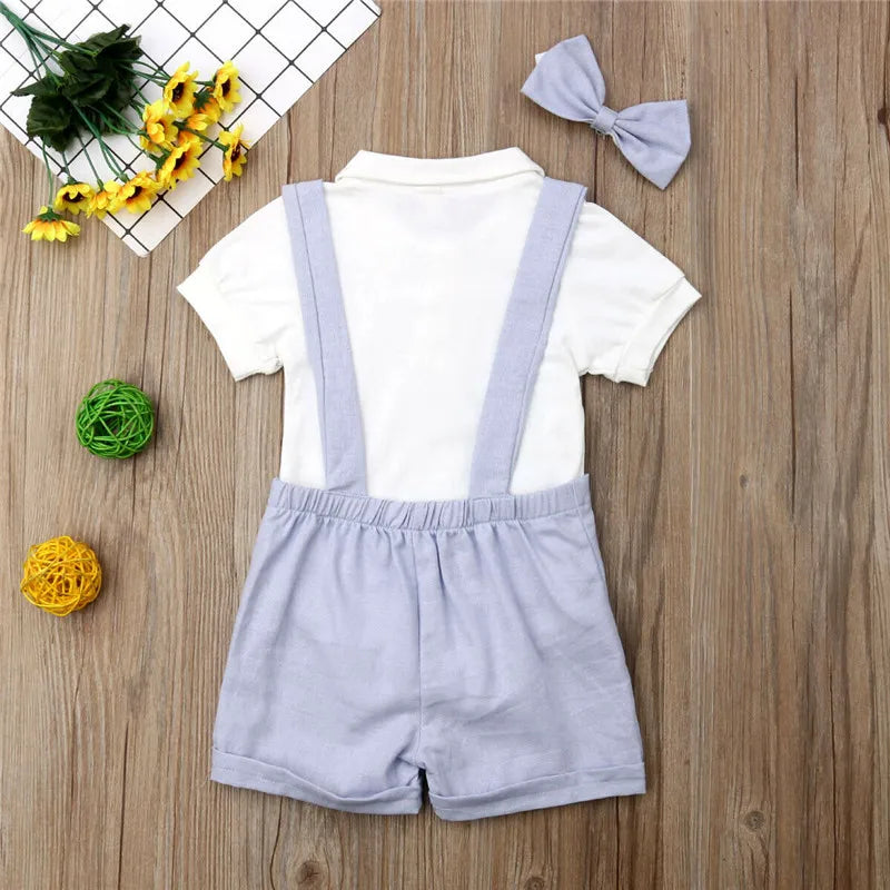 Gentleman Suit Bow Tie Shirt Suspenders Shorts