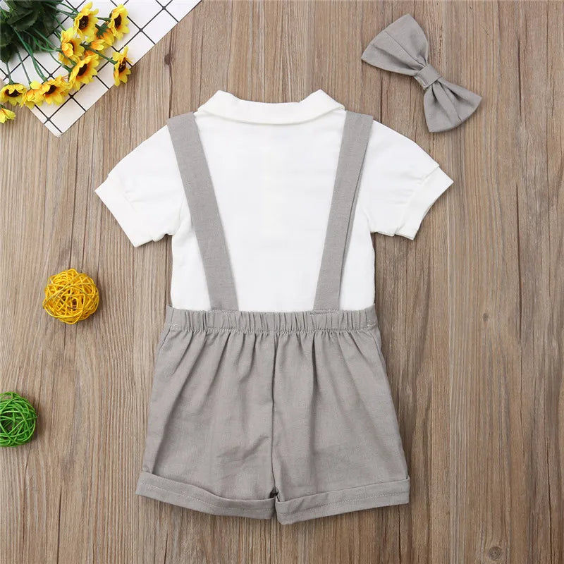 Gentleman Suit Bow Tie Shirt Suspenders Shorts