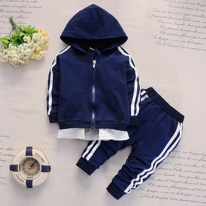 New Spring Autumn Baby Casual Tracksuit Children Boys Girls Zipper Hoodeis Pants 2Pcs/Set Kids Infant Cotton Clothing Sport Sets
