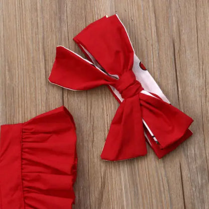 Ruffle Backless Cherry Romper Headband 2pcs Summer Outfits