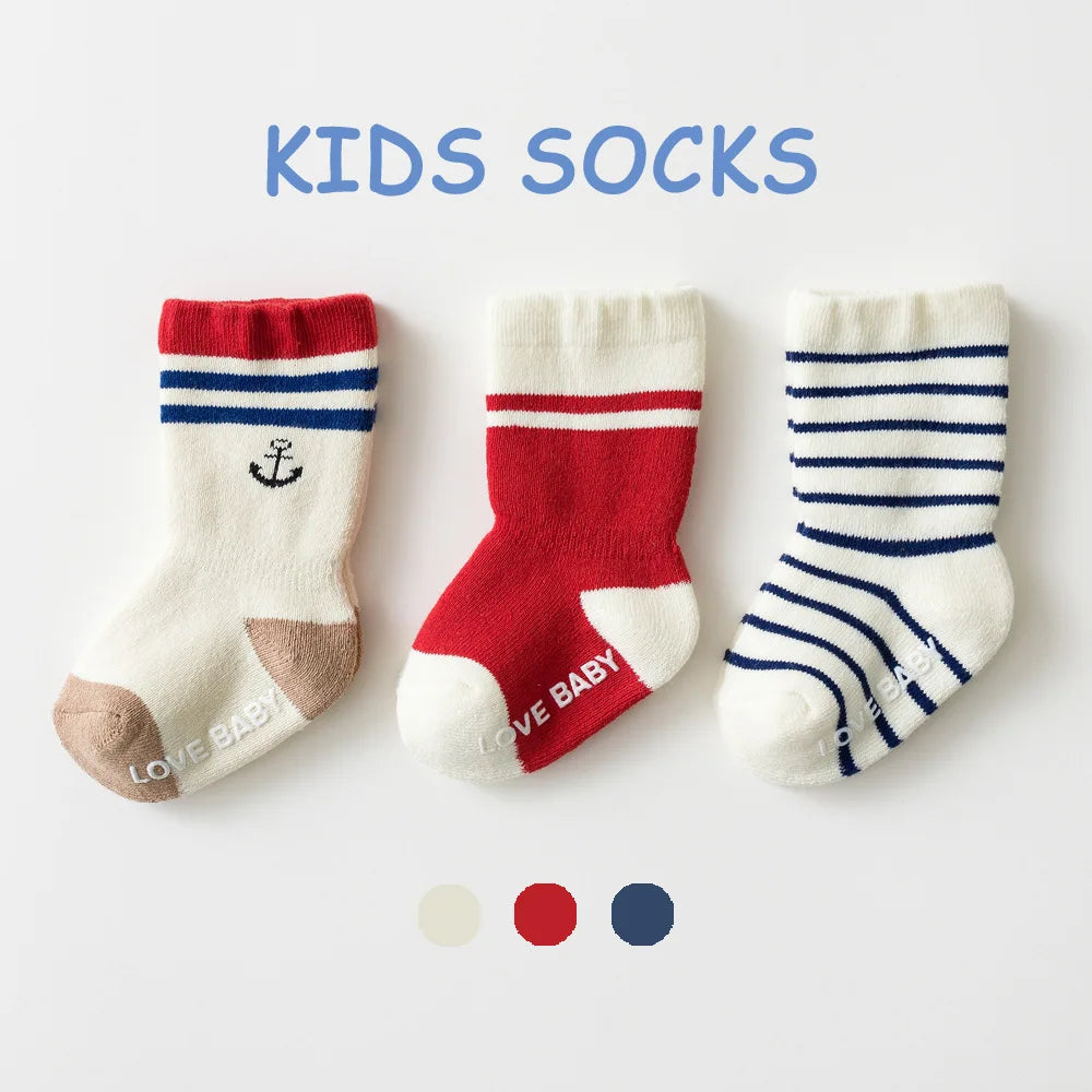 3 Pairs Toddler Kids Cotton Socks