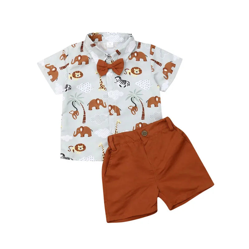 1-6T Formal Clothing Set Shirt Tops+Pants Gentleman Outfit