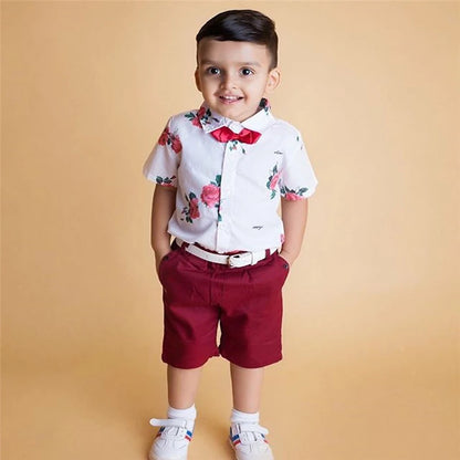 Baby Boys Clothes Outfit Bow Tie Shirt+Shorts