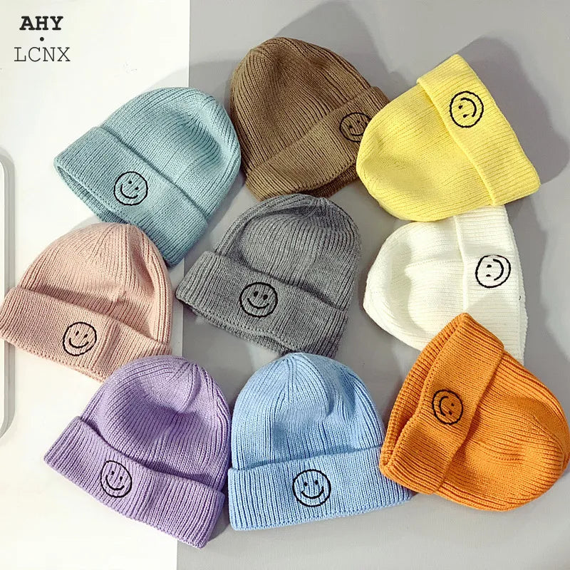 Baby Hat Solid Color Cartoon Smile