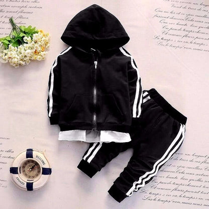 New Spring Autumn Baby Casual Tracksuit Children Boys Girls Zipper Hoodeis Pants 2Pcs/Set Kids Infant Cotton Clothing Sport Sets