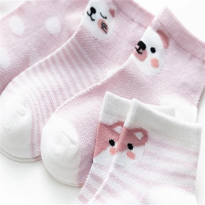 5Pairs Toddler Socks Mesh Cotton