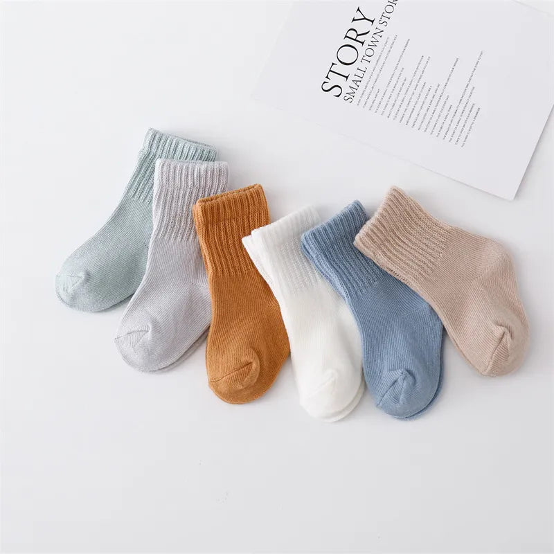 6Pairs Cotton Solid Soft Infant Socks