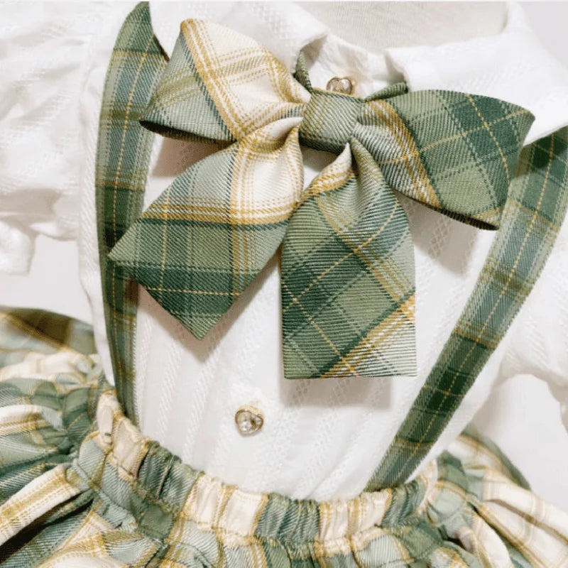 Baby Girl Formal Clothes Set White Shirt+Suspender Skirt+Bow Tie 3PCS Summer Child Clothing Set Outfit Baby Clothes Suit 1-7Y
