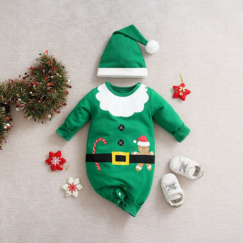 RomperBaby Christmas Jumpsuit. Santa Elf Shape Romper