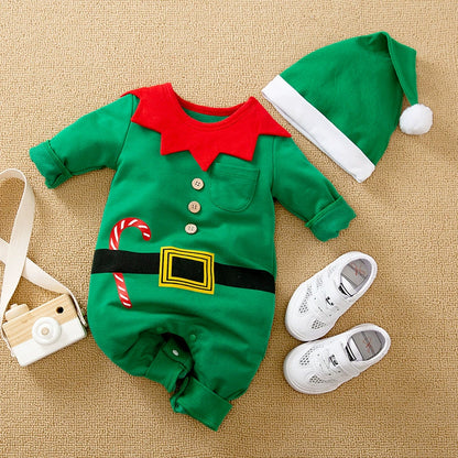 RomperBaby Christmas Jumpsuit. Santa Elf Shape Romper