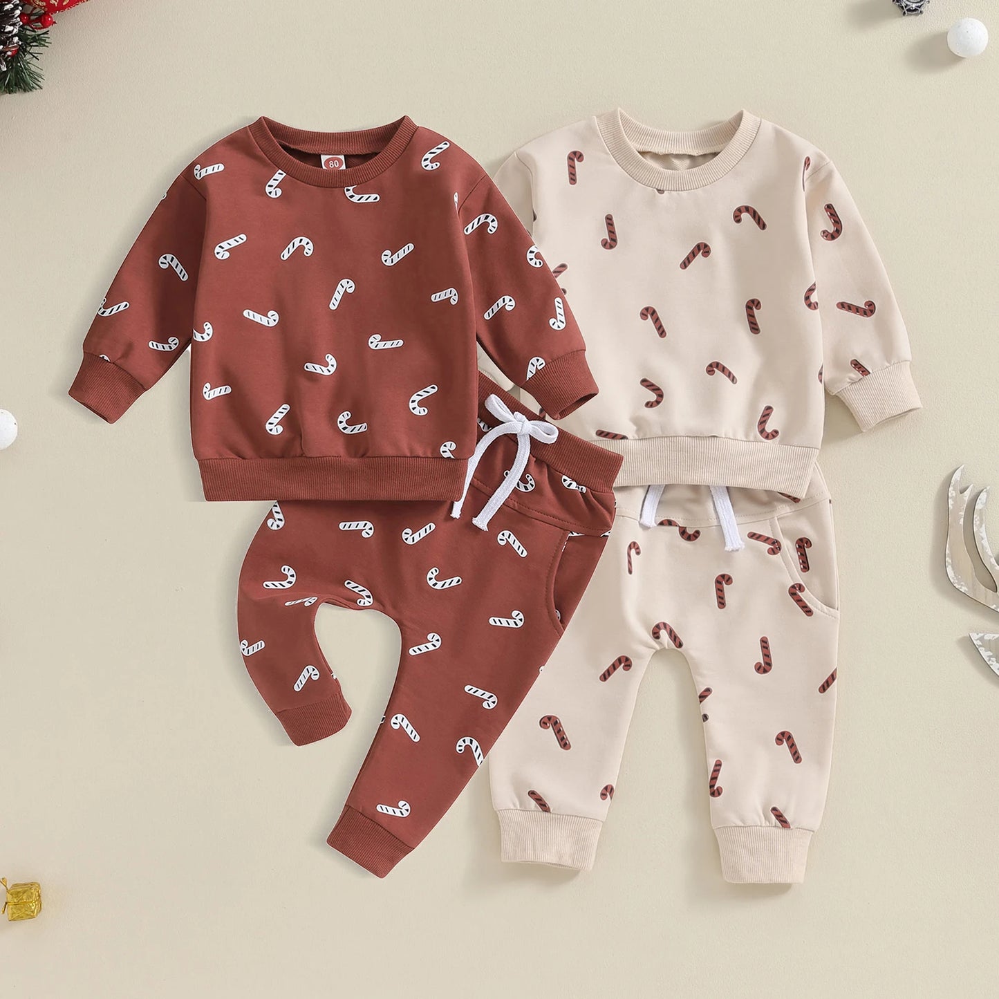 Toddler Candy Cane Print Christmas Outfits