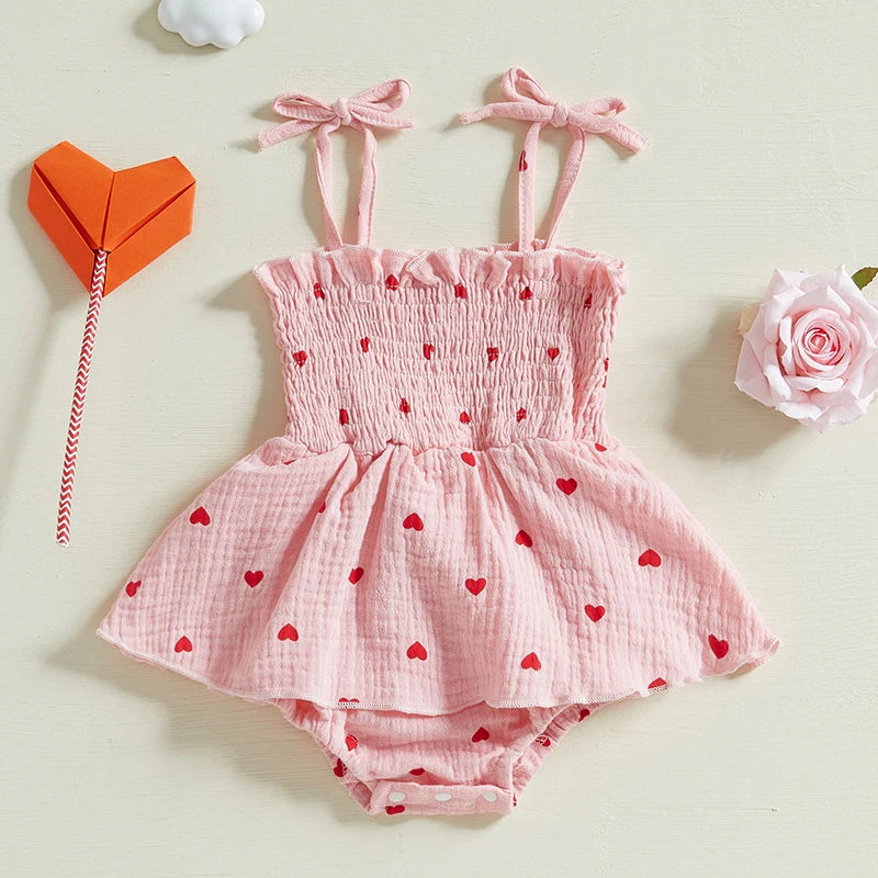 valentine's Heart Print Sleeveless Jumpsuit