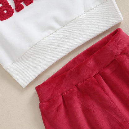 Girl Christmas Ribbed Flare Pants Set