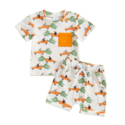Crew Neck Short Sleeve T-Shirt with Shorts Set