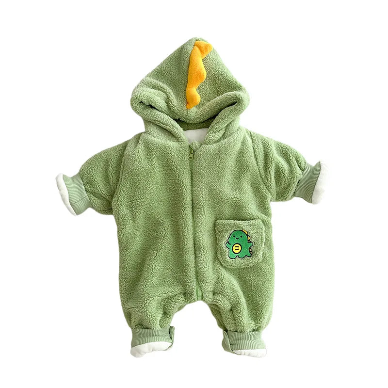 Thickened hooded Dinosaur  Romper