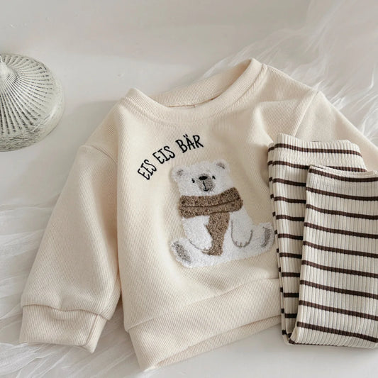 Cartoon Bear Sweatshirt and Long Pants set