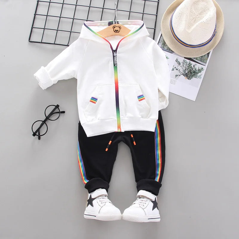 New Spring Autumn Baby Casual Tracksuit Children Boys Girls Zipper Hoodeis Pants 2Pcs/Set Kids Infant Cotton Clothing Sport Sets