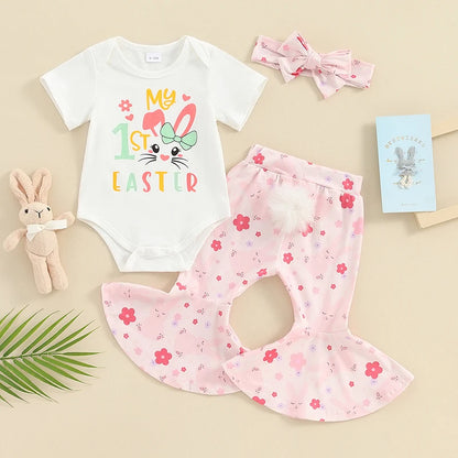 My first Easter short sleeve romper with flare pants