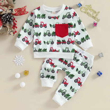 Toddler Boy Christmas Clothes Set 6 12 18 24 Months 2T 3T Baby Boy‘s Outfits Winter Sweatsuits