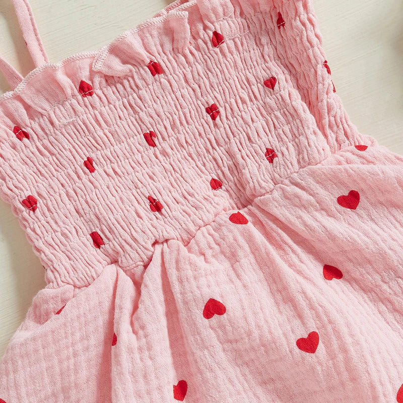 valentine's Heart Print Sleeveless Jumpsuit