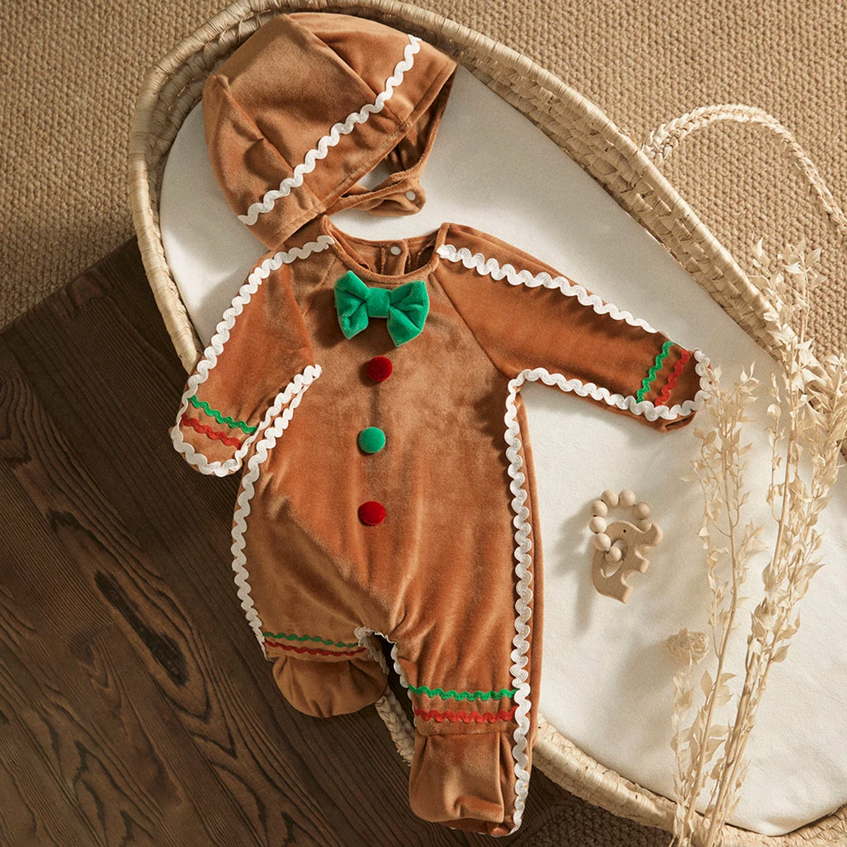 Newborn Baby Gingerbread Man Christmas Baby Romper