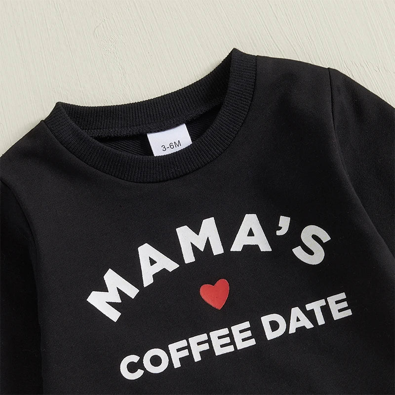 Heart Print Long Sleeve Sweatshirts and Long Pants 2Pcs Clothes Set
