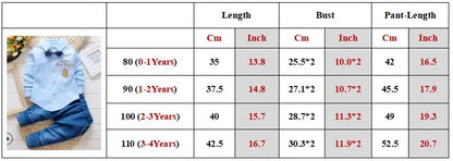 Casual Bow Tie Shirt+Pants 2pcs Sets  Denim Outfits