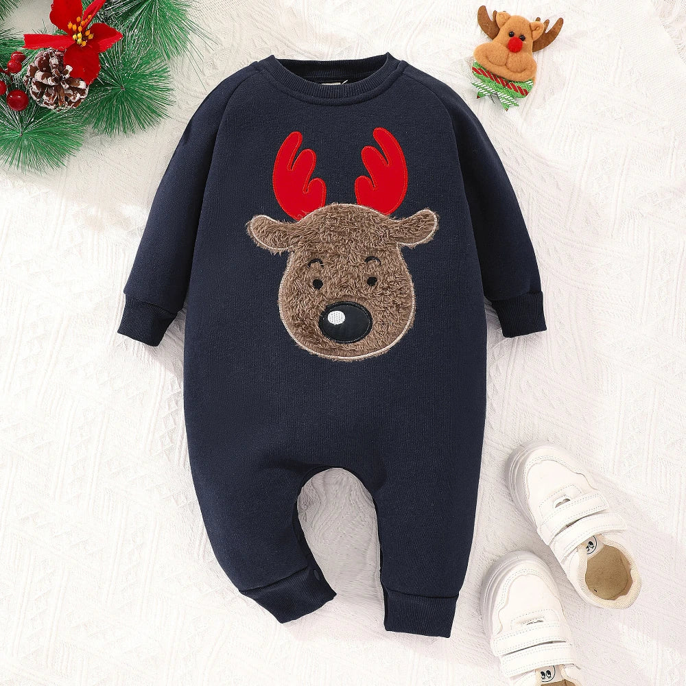 Infant Baby Christmas Elderly Elk Romper