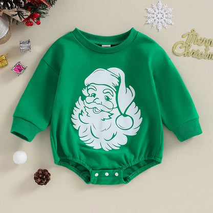 Winter Baby Christmas Rompers Santa Claus/Letters Print Jumpsuit