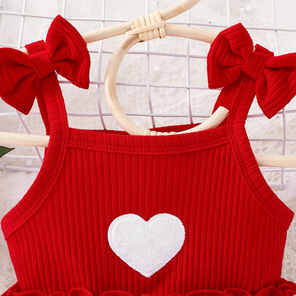 Heart Embroidery Square Neck Tulle Mesh Valentines Day dress