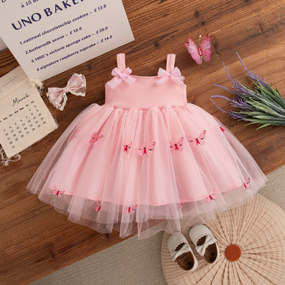 Floral Patterns And Bows Halter Puffy Girl Dress