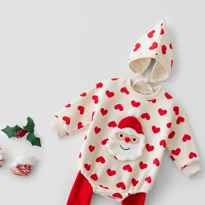 Christmas Baby Sweater Santa Clause Romper Hat Set