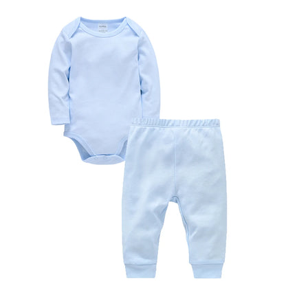 100% Cotton Plain Baby Romper+Pant Bodysuit