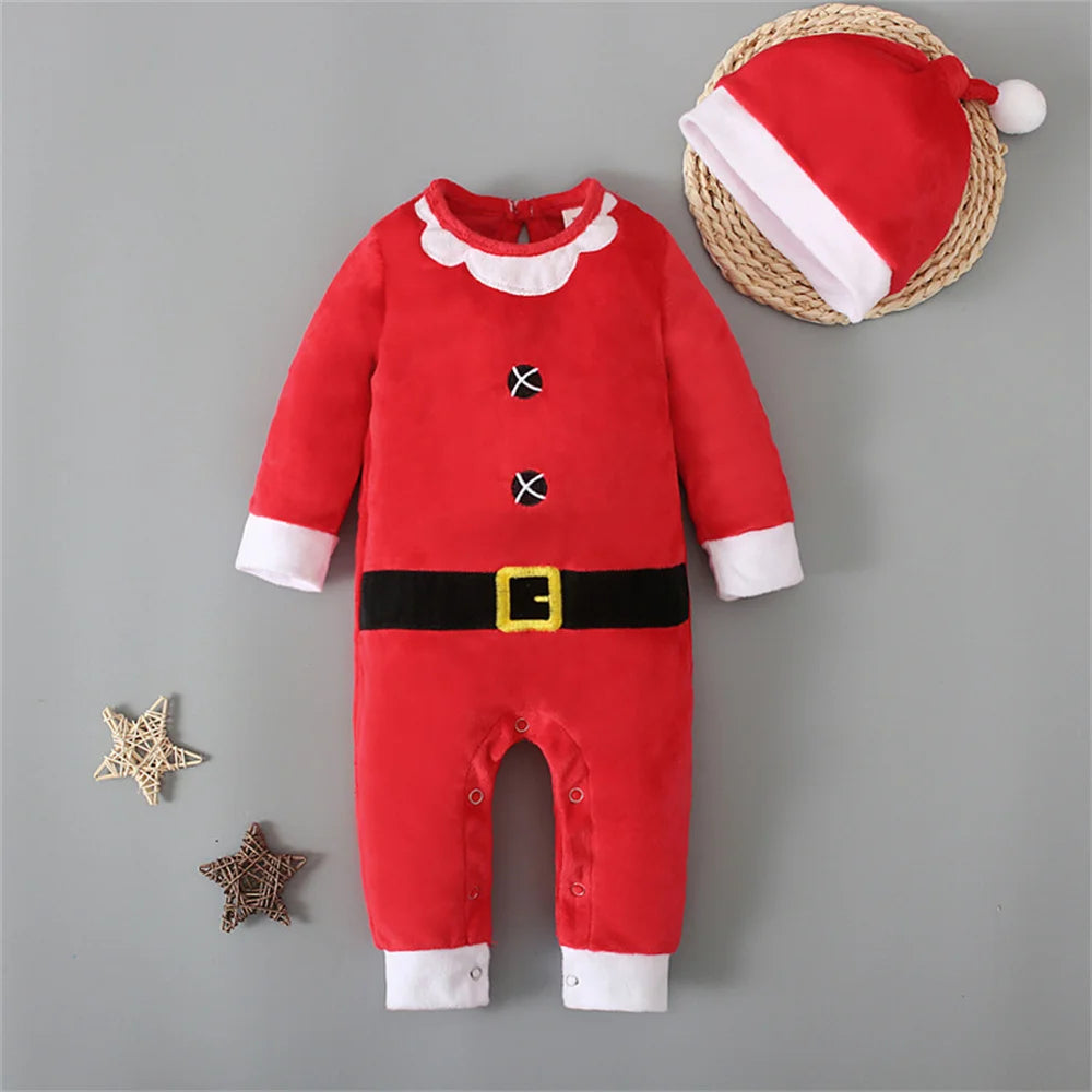 Newborn Baby Christmas Clothes Santa Claus Romper Long Sleeves Jumpsuit for Toddler New Year Costume Infant Xmas Outfits