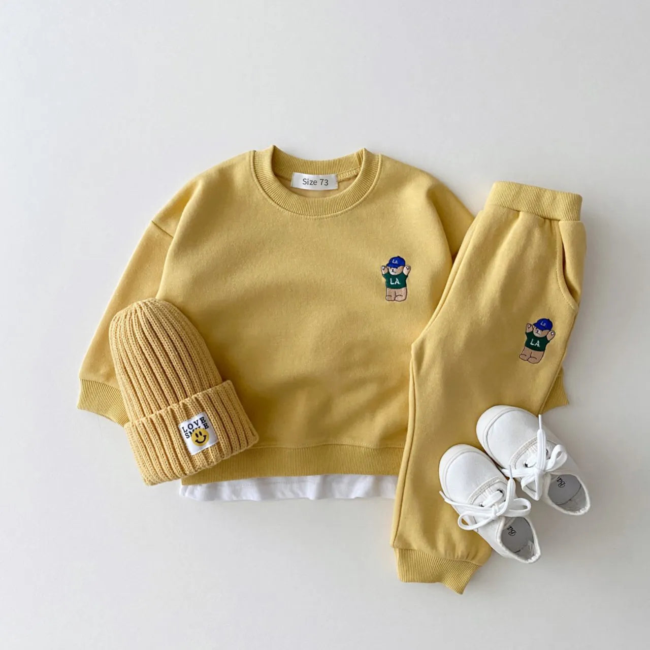 Toddler Embroidered Bear Sweatshirt+Jogger Pants Outfit