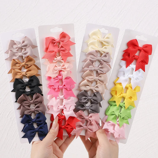 Kids Solid Color Ribbon Baby Bows 10Pcs/lot Hair