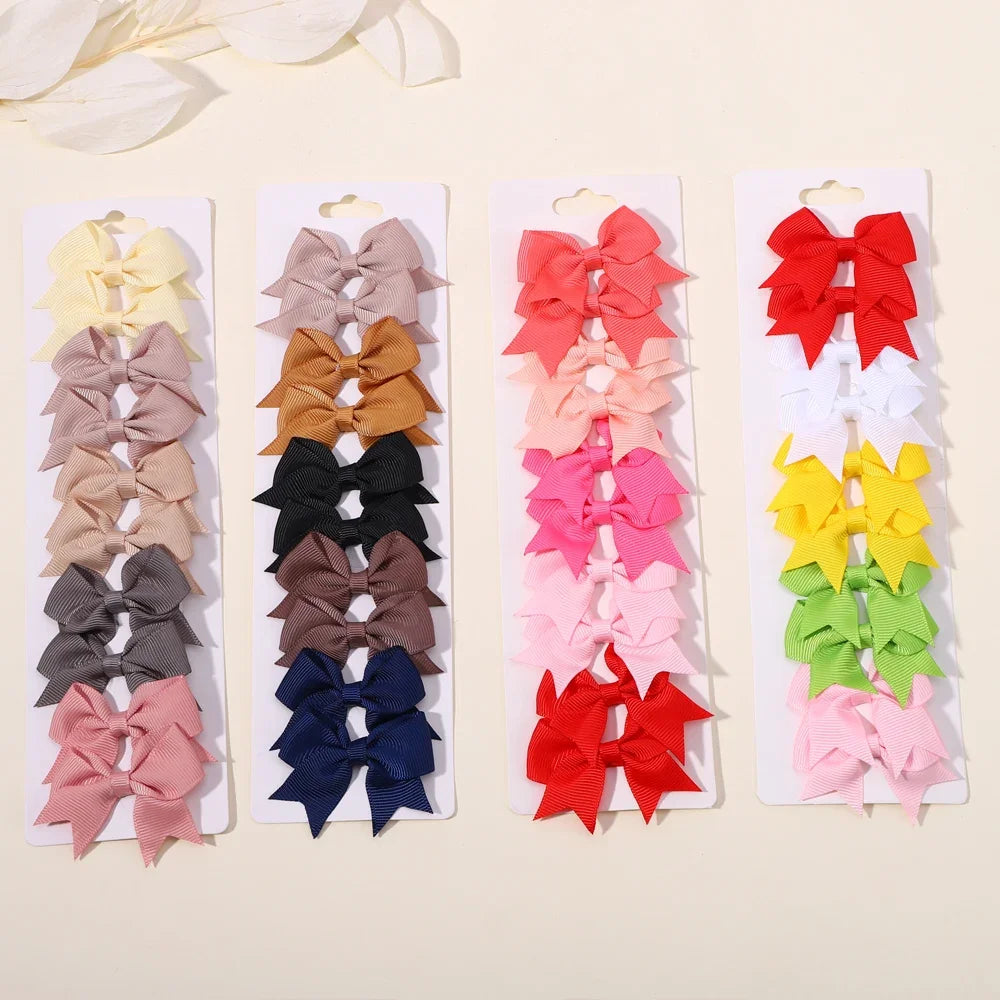 Kids Solid Color Ribbon Baby Bows 10Pcs/lot Hair