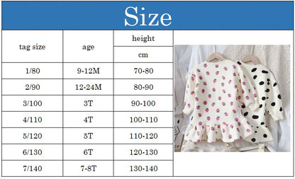 Girls Dress 2024 Autumn New Korean Girls' Splicing Pleated Dress Polka Dot Printed Baby Kids Casual Clothing