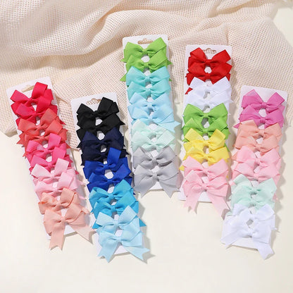 Kids Solid Color Ribbon Baby Bows 10Pcs/lot Hair