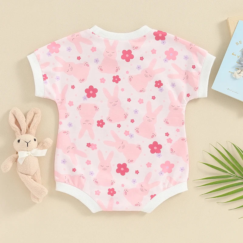 Bunny Printed Short Sleeve Romper