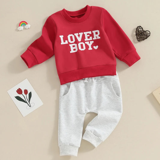 Valentine Day Toddler Boy Long Sleeve Sweatshirt and Pant