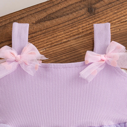 Floral Patterns And Bows Halter Puffy Girl Dress
