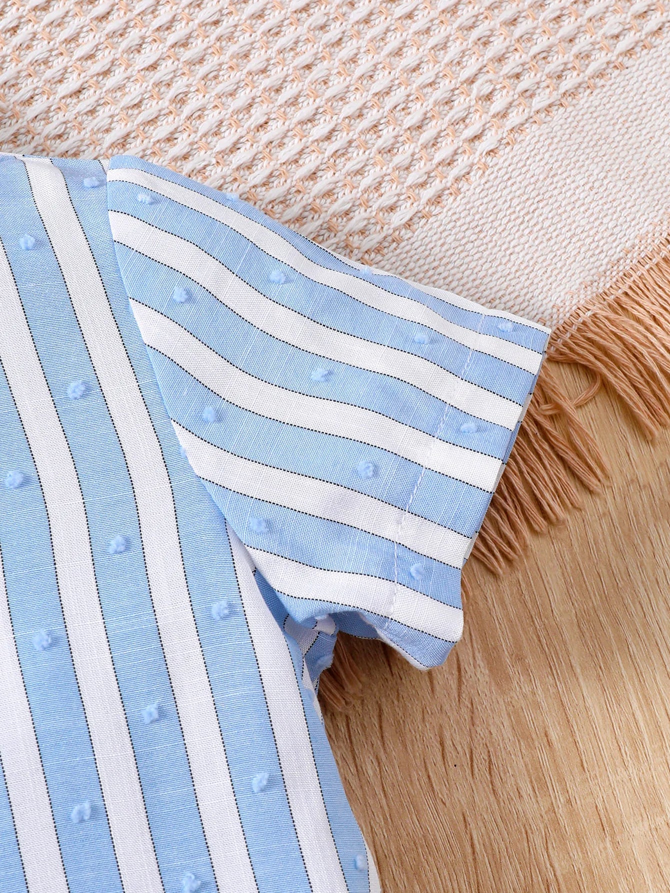 Baby boy Summer Set Blue and White Striped Shirt and shorts two Piece Set for 0-24 Month Male Baby Handsome and Casual Set