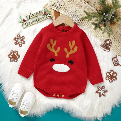 Winter Infant Baby Christmas Elk Onesie