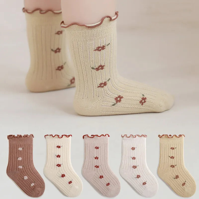 New Toddler Stringy Selvedge Mid Socks Newborn Baby Kids Soft Cotton Lace Socks Autumn Girl Infant Boy Cute Boneless Socks 0-5Y