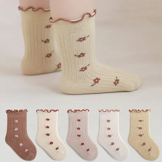 New Toddler Stringy Selvedge Mid Socks Newborn Baby Kids Soft Cotton Lace Socks Autumn Girl Infant Boy Cute Boneless Socks 0-5Y